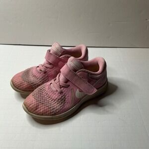 Nike Revolution Pink Toddler Girls Shoes Hook Loop Athletic Sneakers Size 10C